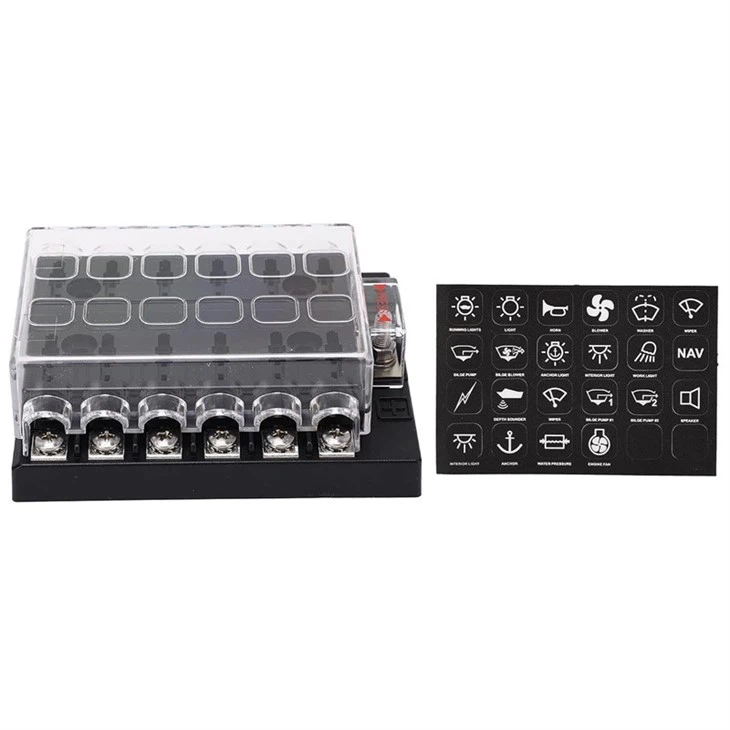 1 Input 10 Output 10 Way Standard Medium Universal Blade Fuse Block Board With Screw Terminal Sticker Labels For SUV Yachts