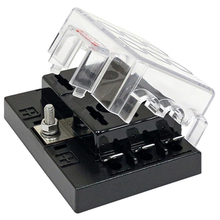 6-Way Modified ATC ATO Blade Fuse Holder Box Panel 32V With Plastic Cover For RV Marine Motorcycle Automotive