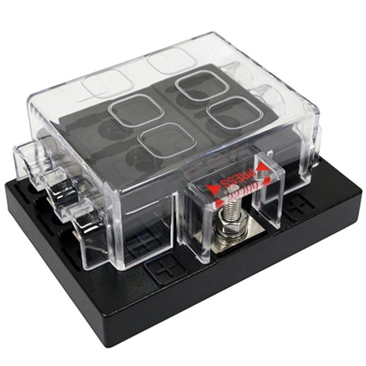6-Way Modified ATC ATO Blade Fuse Holder Box Panel 32V With Plastic Cover For RV Marine Motorcycle Automotive